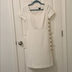Ann Taylor Cream Side Buttons Design Dress